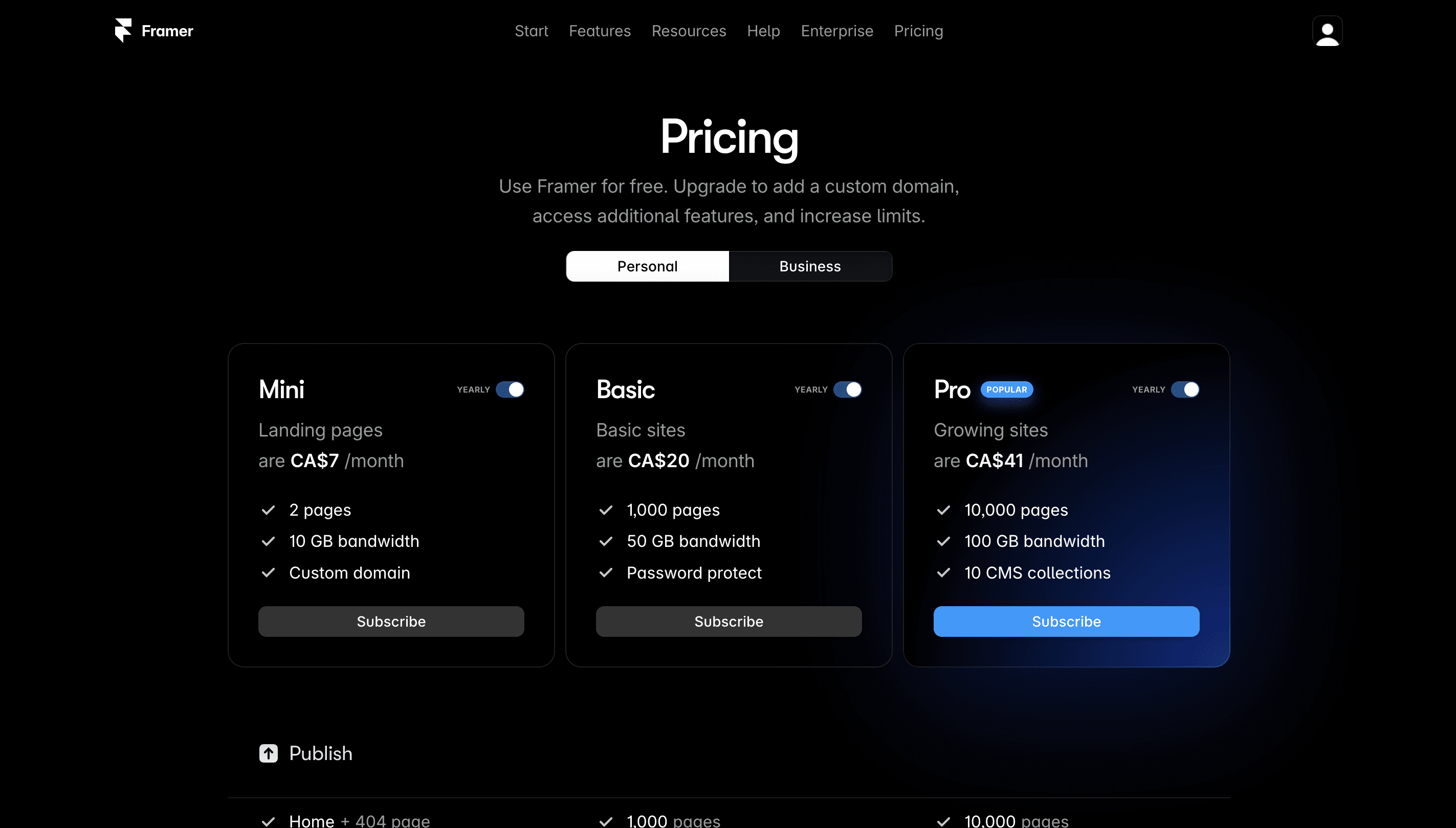 Navigating Framer Pricing Plans: A Guide from Free to Pro
